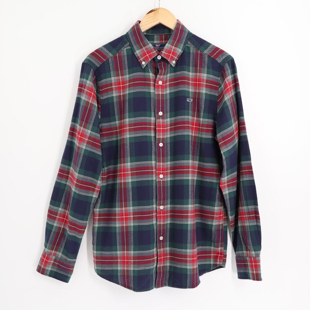 Vineyard Vines NWT Men's Sz S Classic Whale Plaid Flannel Holliday Shirt Fall
